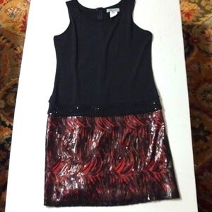 Black and pink sequin sleeveless dress